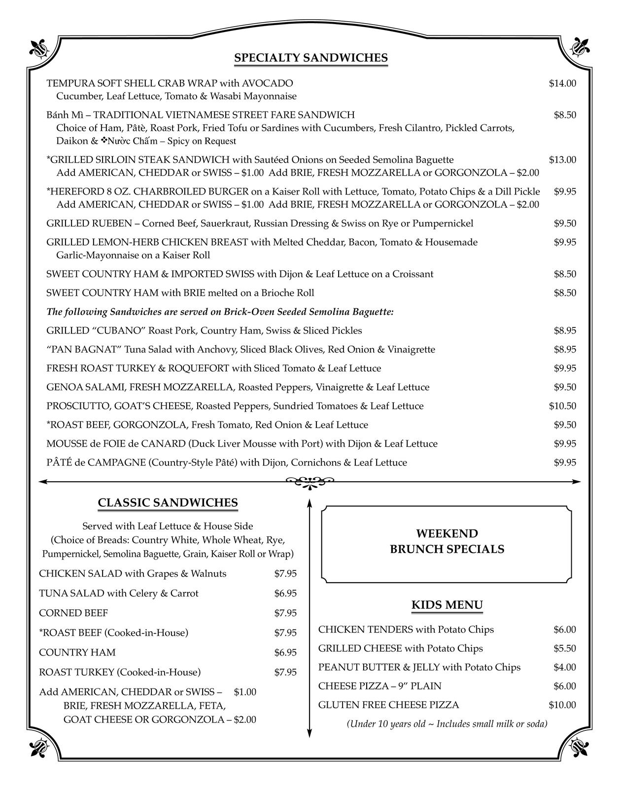 WaterWheel Lunch Menu - Page 2